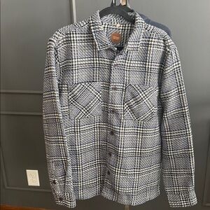Common People Navy Green Check Tweed Shacket, Size L